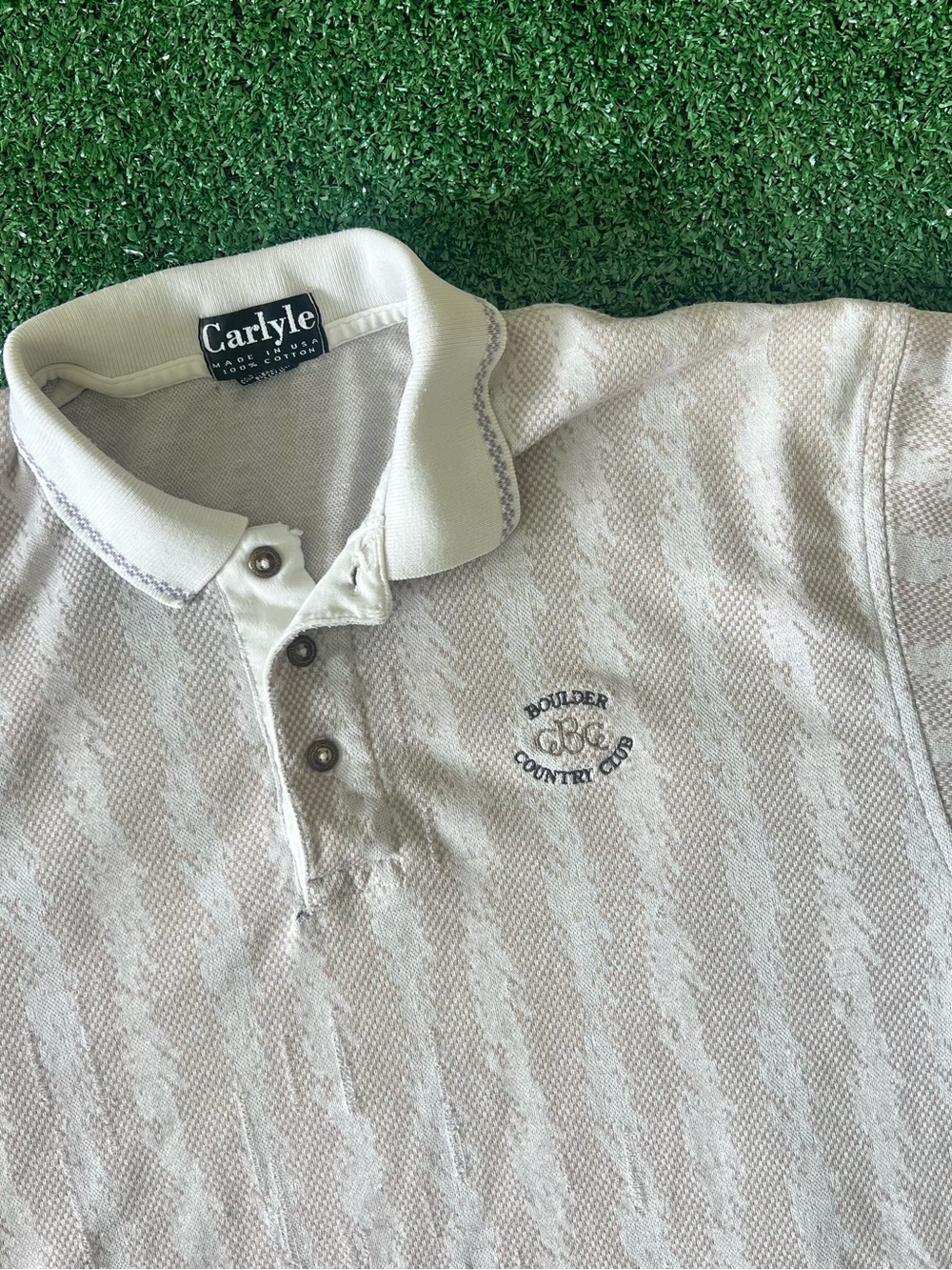 Carlyle Sz M Vintage Golf Polo Made USA Boulder Country Club Single Stitch